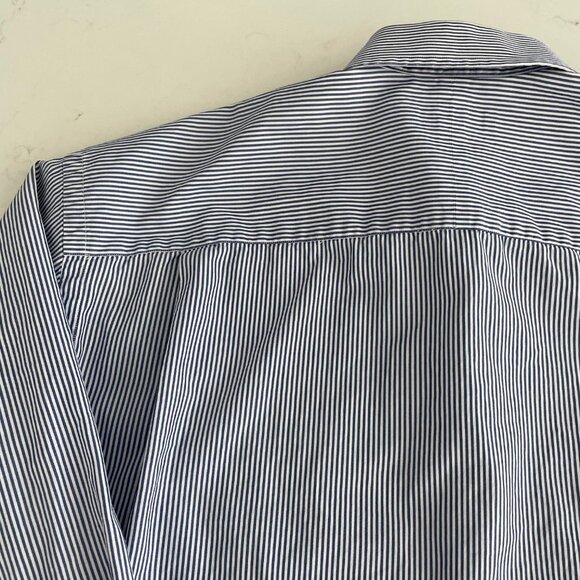 Nordstrom Lg Slv Button Down Oxford Collar Striped Cotton Shirt Blue+Wht Sz 15.5 - Picture 9 of 13